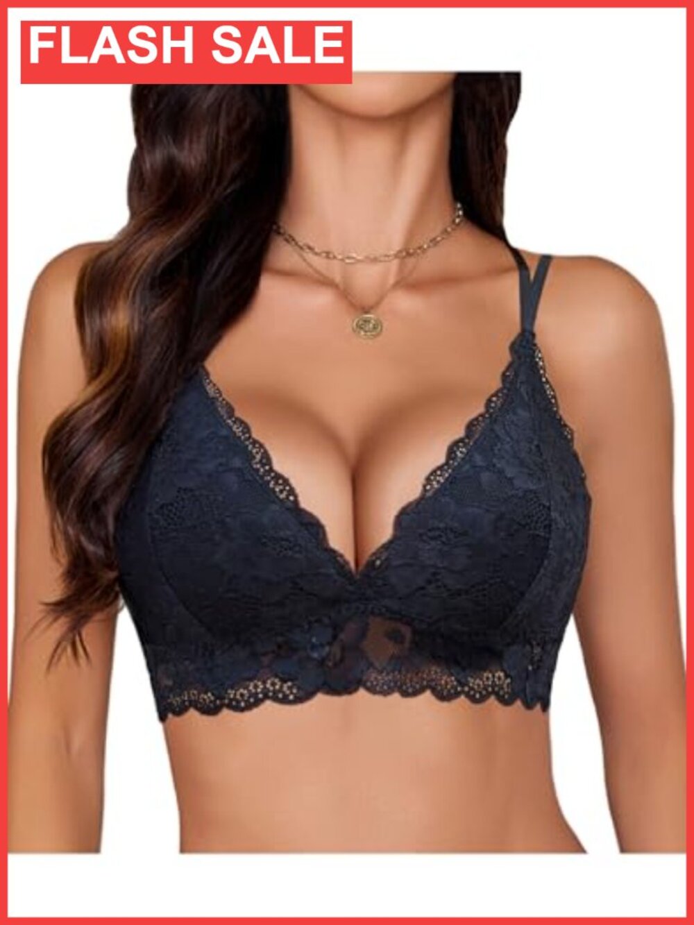 Floral Lace Bralette Cross Back Adjustable Straps Wireless